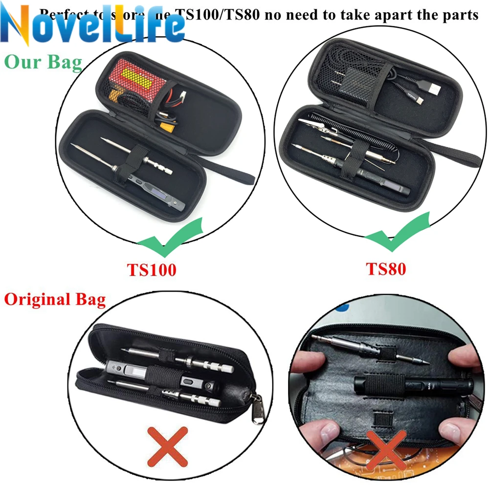 Портативный чехол для переноски, маленькая сумка-Органайзер на молнии для инструментов, держатель для TS100 TS80 паяльник ES120 ES121 электрическая отвертка