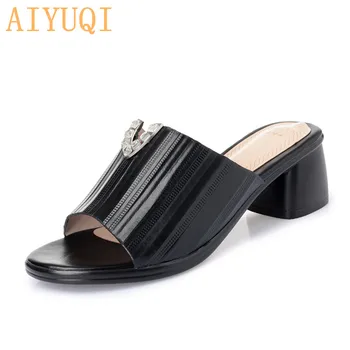 

AIYUQI Women slippers summer 2020 new sandals women genuine leather large size flip flop fashion shoes for women red footwear