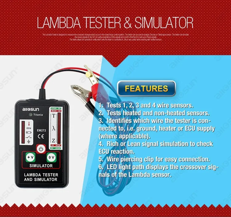 Diagauto лямбда-тестер и симулятор тест 1,2, 3 и 4 провода датчики прочный корпус ABS низкий аккумулятор все-солнце EM272 с лучшей ценой