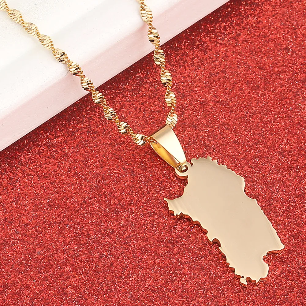 Stainless Steel Italy Sardinia Map Necklace Gold Color Trendy Sardegna Sardaigne Jewelry Gifts 3