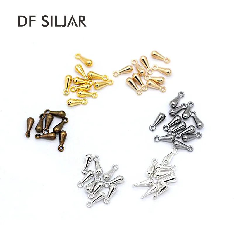 

100pc/lot 6mm Metal Antique Bronze Rhodium Gold Silver Water Drop Extender Chain End Beads DIY Jewelry Findings Accessories Y706