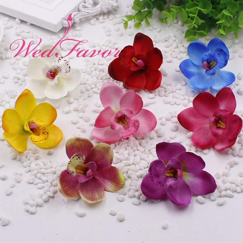 

100pcs 6cm Artificial Butterfly Flowers Silk Phalaenopsis Orchid Flower Heads For Wedding Hair Garland Hat Dress Decoration
