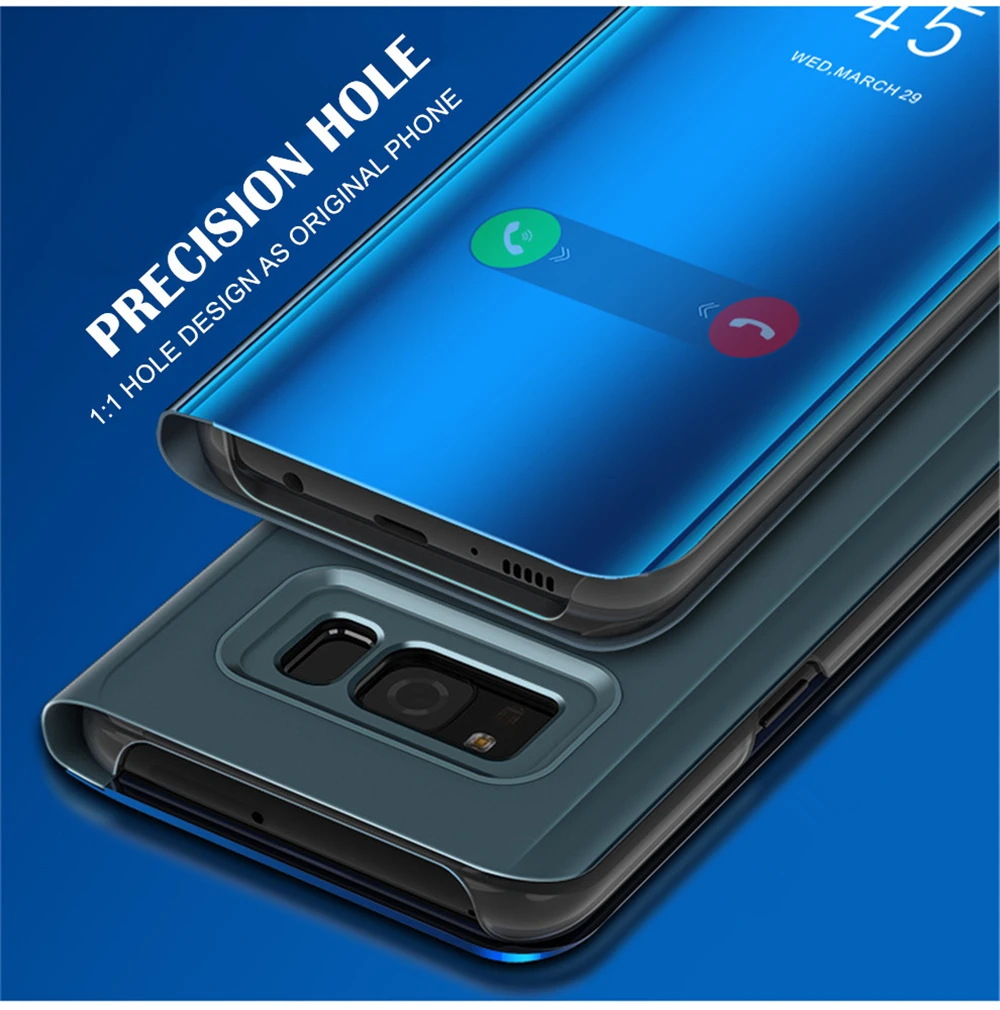 Зеркальный умный чехол с откидной крышкой для samsung Galaxy A7 A6 A8 Plus 2018 S8 S9