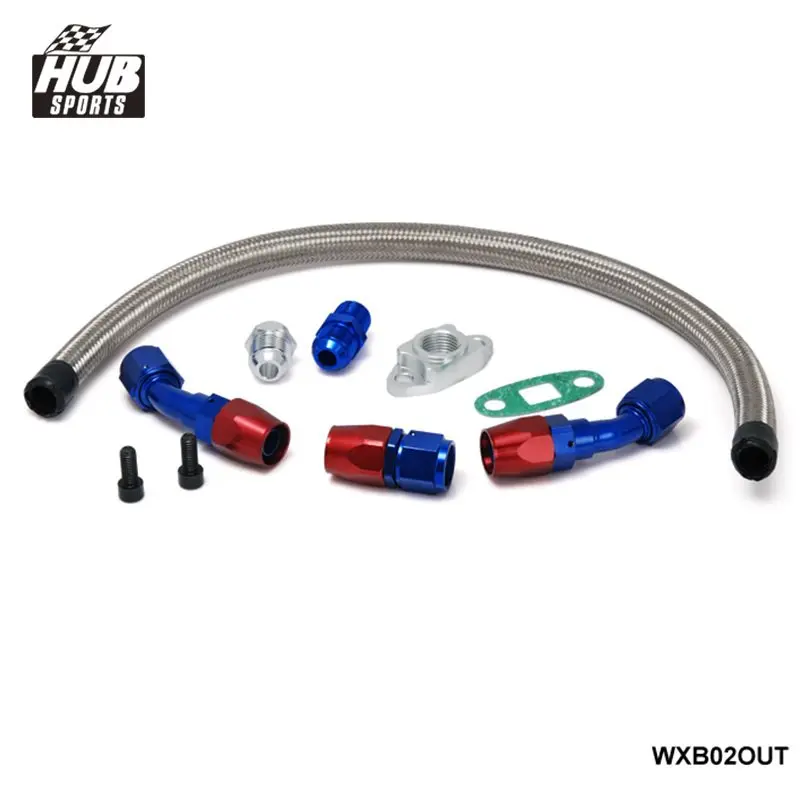Hubsports - T3 T4 T3/T4 T04E T66 T67 T70 GT45 GT30 Turbo Oil Drain Line Kit Oil Return Line HU-WXB02OUT