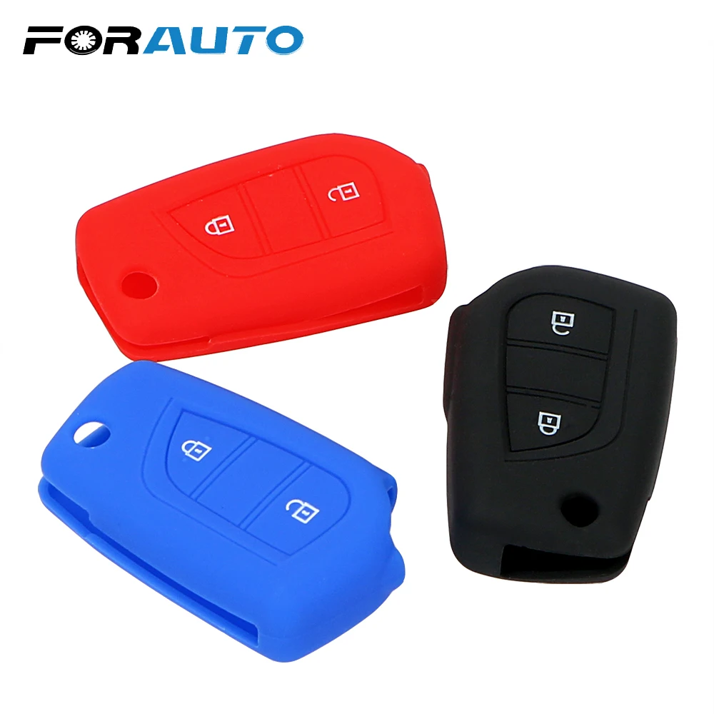

FORAUTO Car Key Shell Silicone Key Fob ShellFor TOYOTA Corolla EX Key Case Cover Remote 2 Buttons Auto Replacement Parts