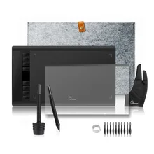 Sale 2 Pens Parblo A610 Graphics Drawing Digital Tablet with Wool Liner Bag+Protective Film+Finger Glove+10 Pen Tips