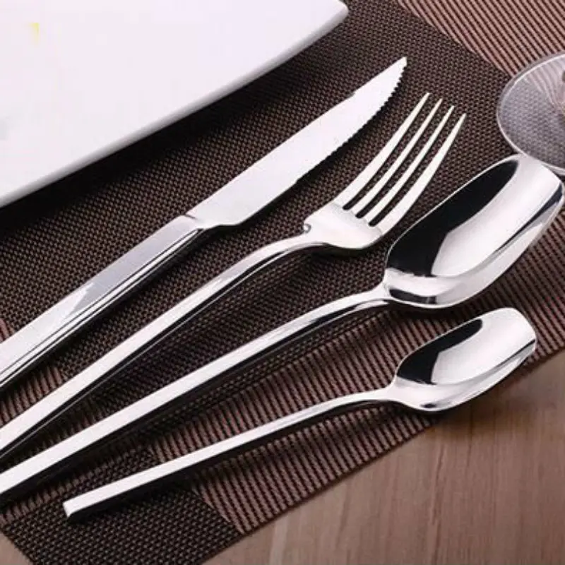 

4pcs/set 410 stainless Western thickened tableware set knife fork spoon dinnerware Cutlery Kitchen Food Tableware Dinner Set