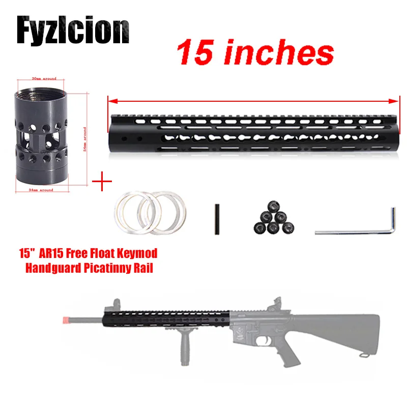 

Hunting Tactical 15" AR-15 Rail NSR Rail KeyMod Handguard Picatinny Rail with Steel Barrel Nut