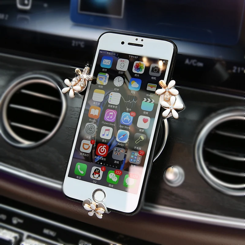Flower-Diamond-Crystal-Gravity-Car-Mobile-Phone-Holder-Air-Vent-Monut-Stand-Support-GPS-Car-Phone-Holder-4