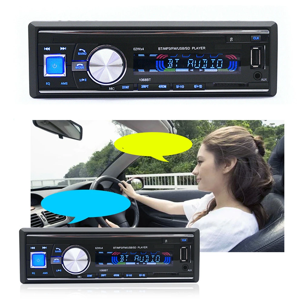 

Hot Sale Car Radio Stereo Player Bluetooth Phone AUX MP3 FM/USB/1 Din/Remote Control Iphone 12V Car Audio Car Electronics