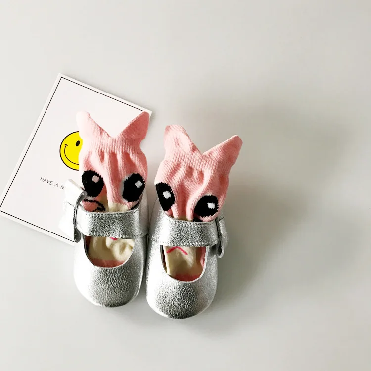 Милые носки для малышей хлопковые детские носки для мальчиков и девочек с объемным рисунком животных, собаки, лисы, кролика, цветные короткие носки детская обувь, летняя брендовая забавная обувь