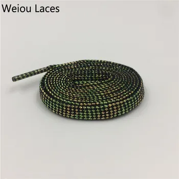 

Weiou Flat Checkered Gold Light Green Glitter Shoe Laces Metallic Shoe Strings Shiny Bootlaces Double Layer Hollow Shoelaces 7mm