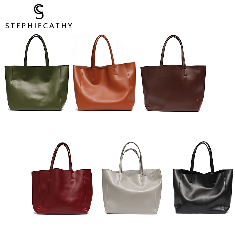 SC Luxury Brand Cow Leather Tote Bags Designer Cowhide Handbags Women Shoulder Bags Fashion Female Large Capacity Liner Bag