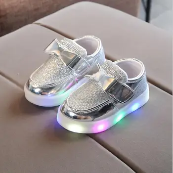 

2018 new fashion children's laces light Led lights girls princess shoes breathable boys casual shoes