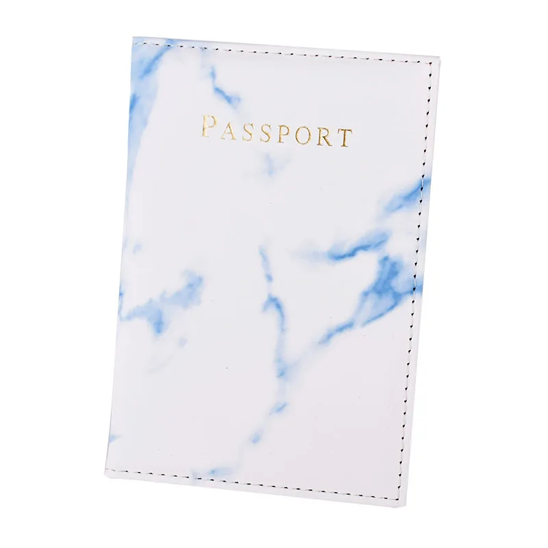 Обложка для паспорта, держатель для кредитных карт, Мраморная Кожаная Обложка на паспорт, дорожный кошелек-органайзер для мужчин Wo men s - Цвет: Blue