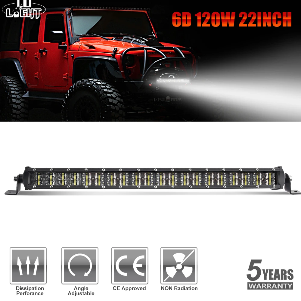 

CO LIGHT 6D 22inch Light Bar Offroad 120W Spot Flood Combo Led Work Light Bar for Truck SUV ATV 4WD 4x4 Auto Driving Lamp 12V24V