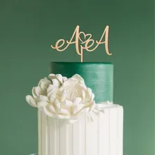 Изготовленный На Заказ Свадебный торт Топпер деревянный свадебный Декор персонализированные Жених невесты имя первые буквы деревенский торт Топпер