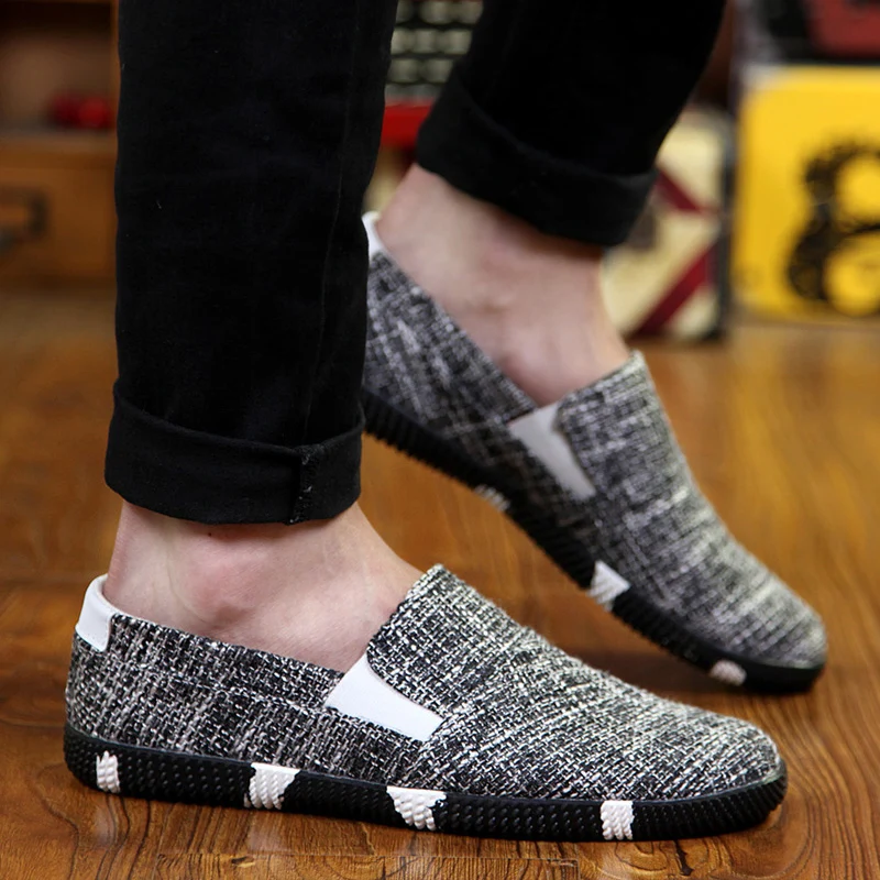 Men Hemp Canvas Shoes Casual for Men Spring Summer Slip on Men Flats Fashionable Brand Male Shoes Breathable Lazy Causal Loafers
