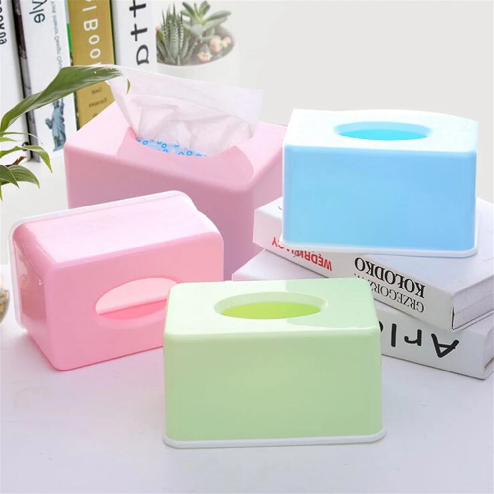 

3 Color European Plastic Tissue Box Candy Color Care Baby Wipes Napkin Storage Box Dining Table Paper Cans Home Decorations