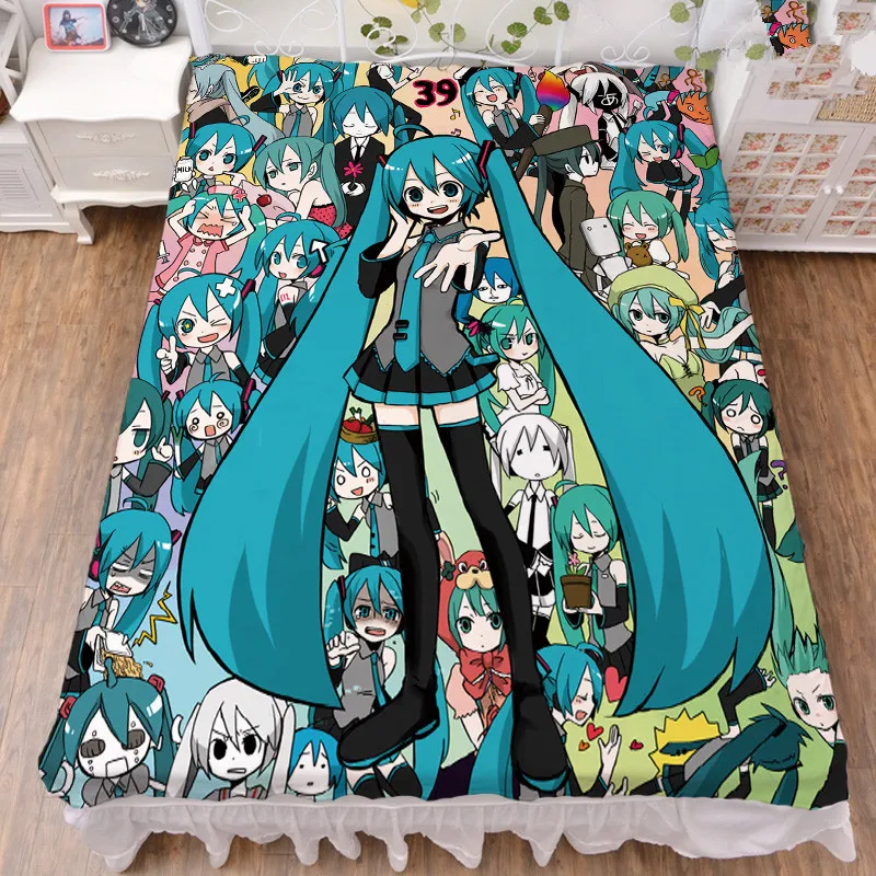 

Japan Anime VOCALOID Hatsune Miku character sexy girl bed milk fiber sheet & flannel blanket summer quilt 150x200cm