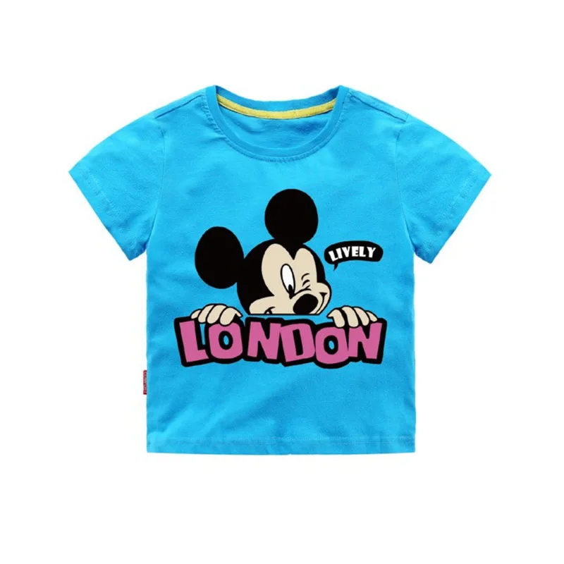 Moggi Cat Camiseta Mickey Print Girls T shirt Cartoon Funny Casual Kids Clothes Summer 12 color 1-8Y Baby 100% Cotton T-shirt (7)