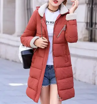 

2018 new winter cotton-padded jacket women's long slim slim cap down padded jacket