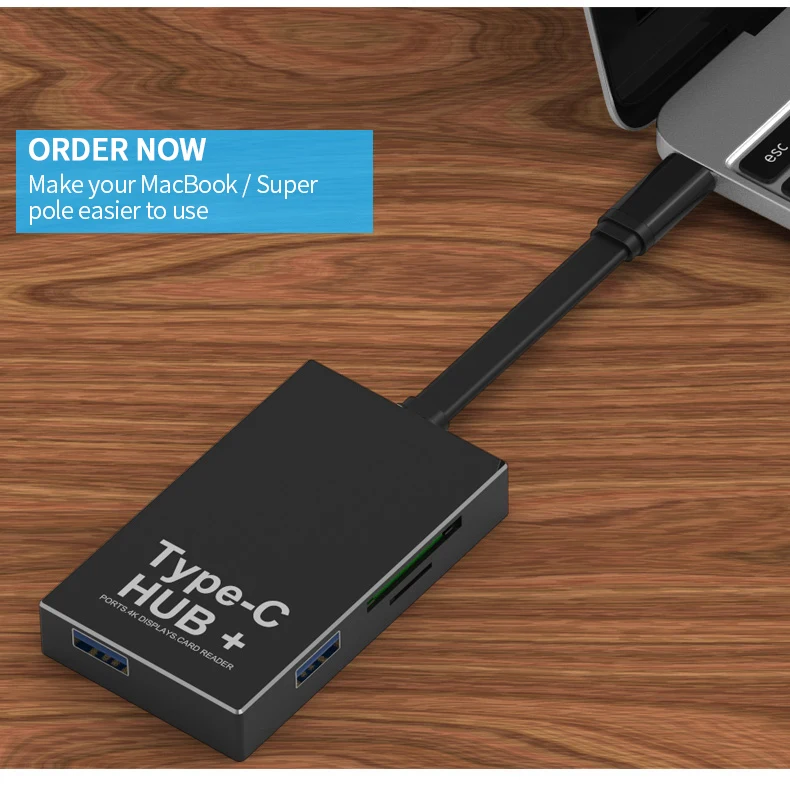 

type-c converter cable Splitter SD TF card data Reader desktop HUB with 2 USB 3.0 port for MacbookPro/Ultra-thin notebook