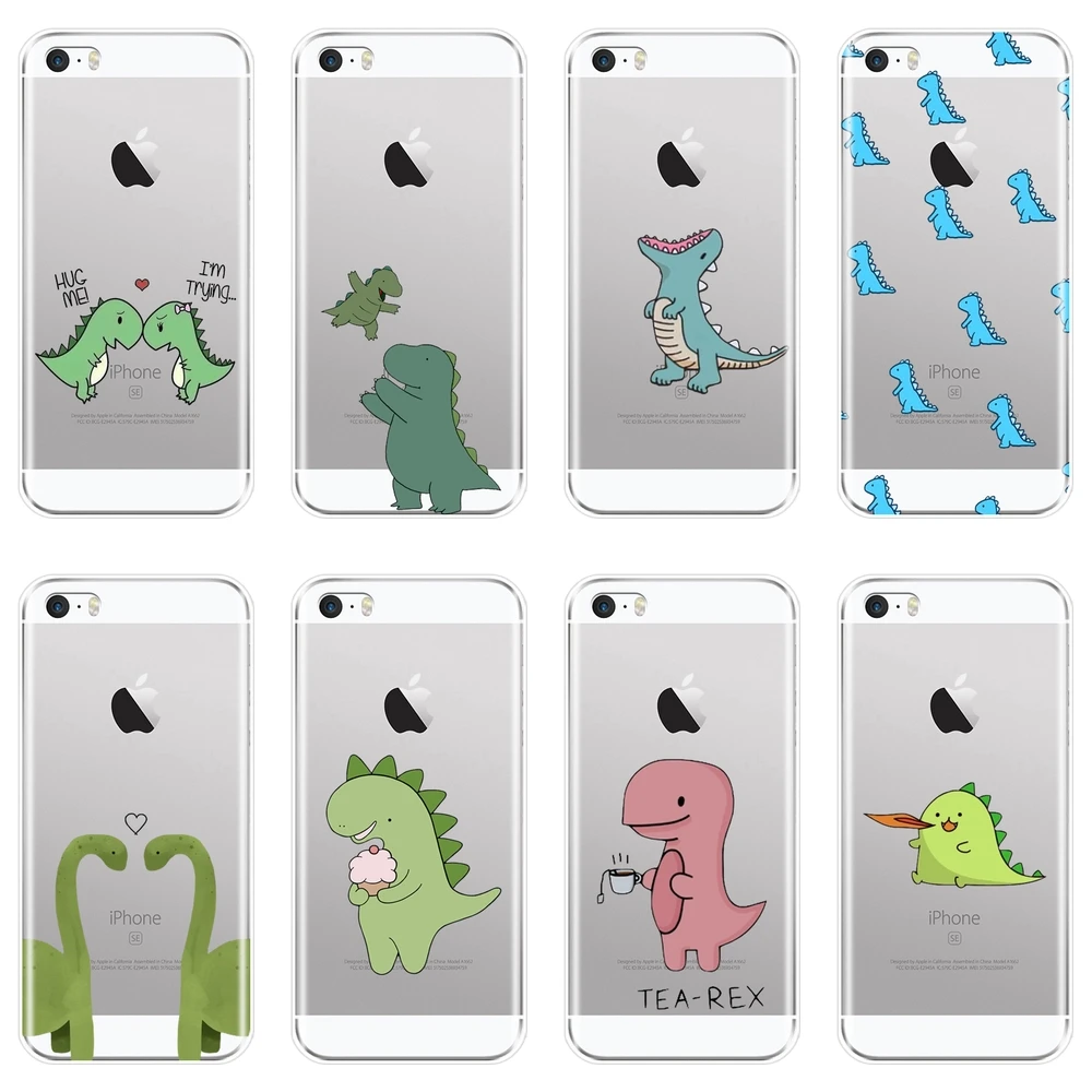 Funda de silicona para iPhone 5 S 5C 5S SE, carcasa trasera suave con dibujos de dinosaurios Kawaii, Apple iPhone 4 S 4S|Fundas antigolpes para teléfono| - AliExpress