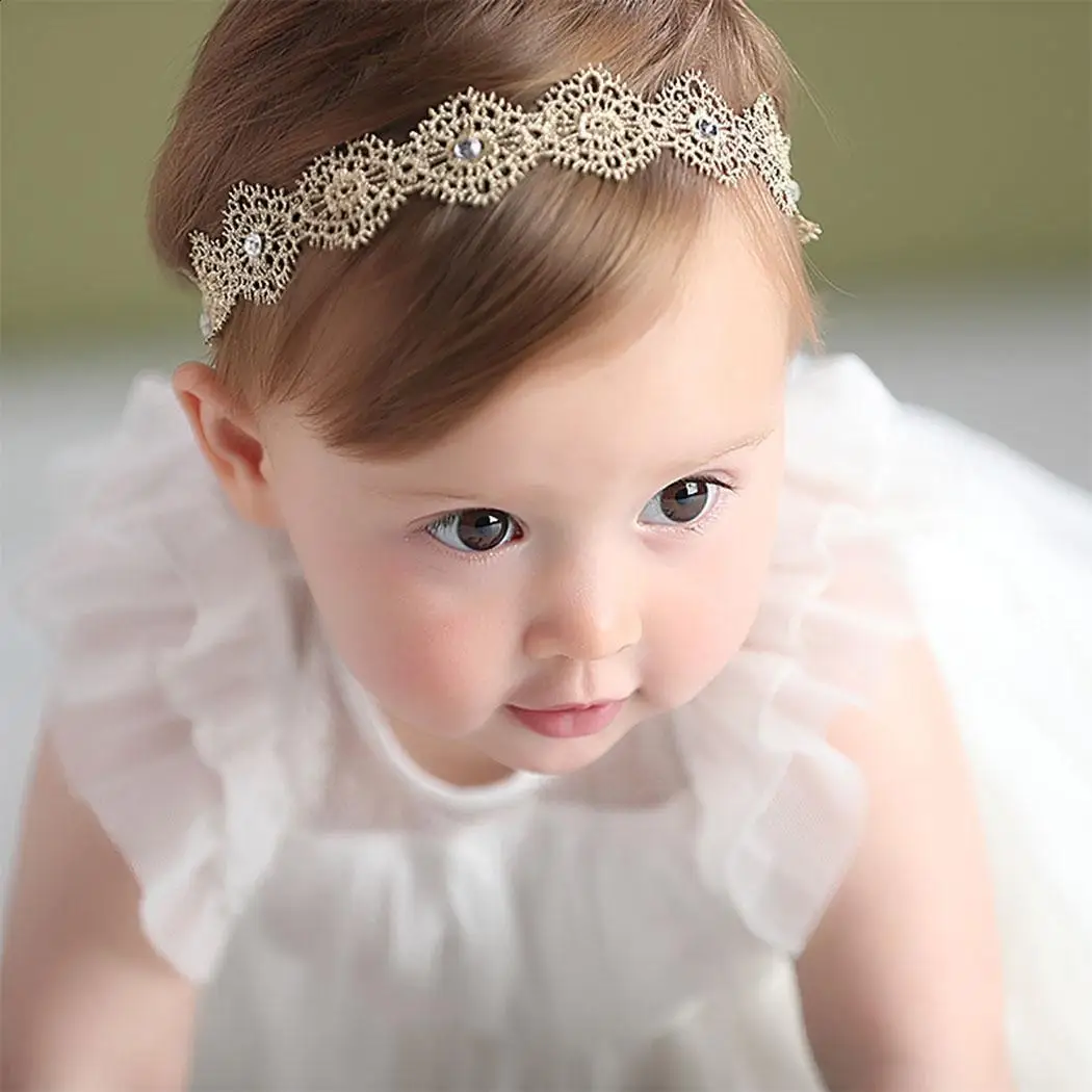 Headdress Baby Girls Baptism Headbands Infant Toddler Christening