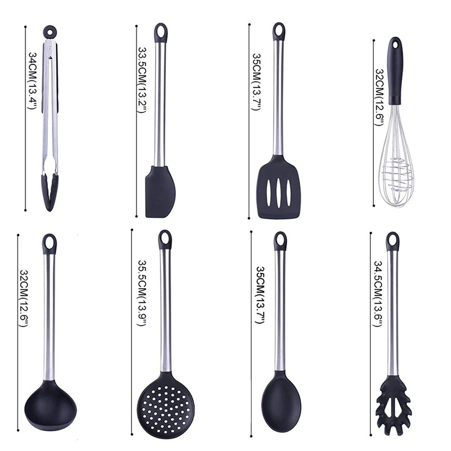 9 Piece Cooking Utensils and Utensil Holder, for nonstick cookware - Made Of Silicone and Stainless Steel, Kitchen Utensils 9 Piece Cooking Utensils and Utensil Holder, for nonstick cookware - Made Of Silicone and Stainless Steel, Kitchen Utensils