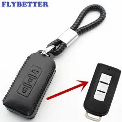 FLYBETTER натуральная кожа 3 кнопки Smart Remote Key чехол для Mitsubishi Outlander/Lancer 10/Pajero Sport/ ASX L147