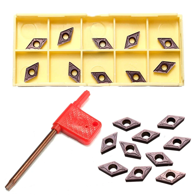 

10Pcs DCMT0702 YBC205 Carbide Inserts Durable Parts For Lathe CNC Boring Turning Tool With Wrench