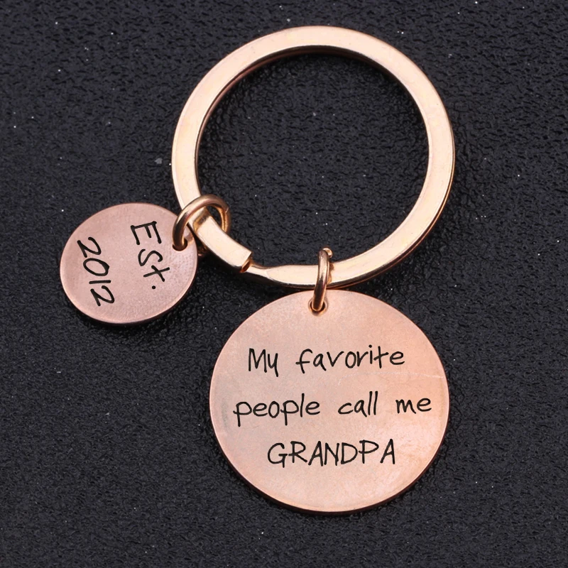 

Jewelry My Favorite People Call Me Grandpa Lettering Cutsom Year Grandfather Present Keychain Keepsake Birthday Gift Engraving
