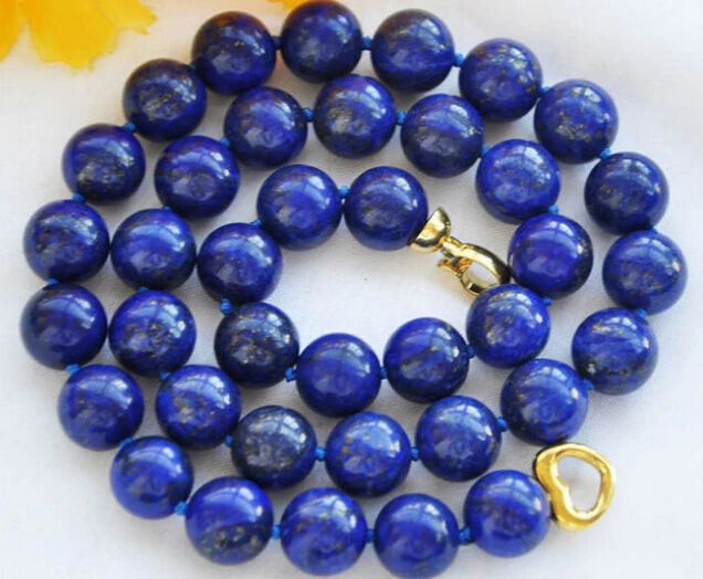 

Hot sale Free Shipping>>>>>REAL 18" 12mm round blue lapis lazuli bead necklace