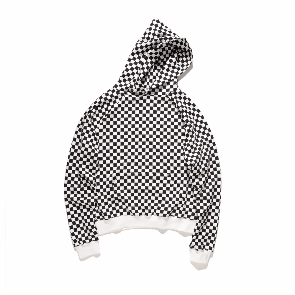 2018 TOP NEW Justin Bieber FOG checkerboard lattice men Pullover Hoodies hiphop Fashion Casual black Sweatshirts M-XL