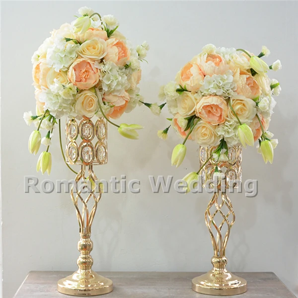 Free Shipment 10pcs Lots Crystal Metal Flower Vase Centerpiece