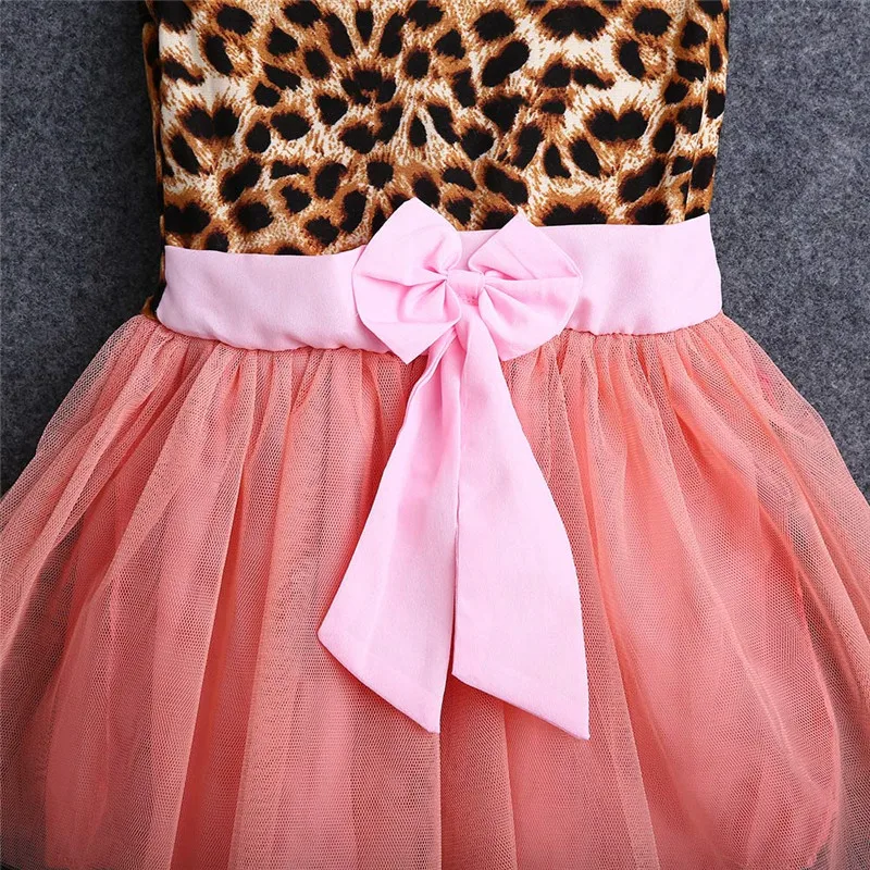 Элегантное летнее платье с леопардовым принтом для маленьких девочек, вечерние платья принцессы с фатиновой юбкой-пачкой для балета, От 2 до 7 лет
