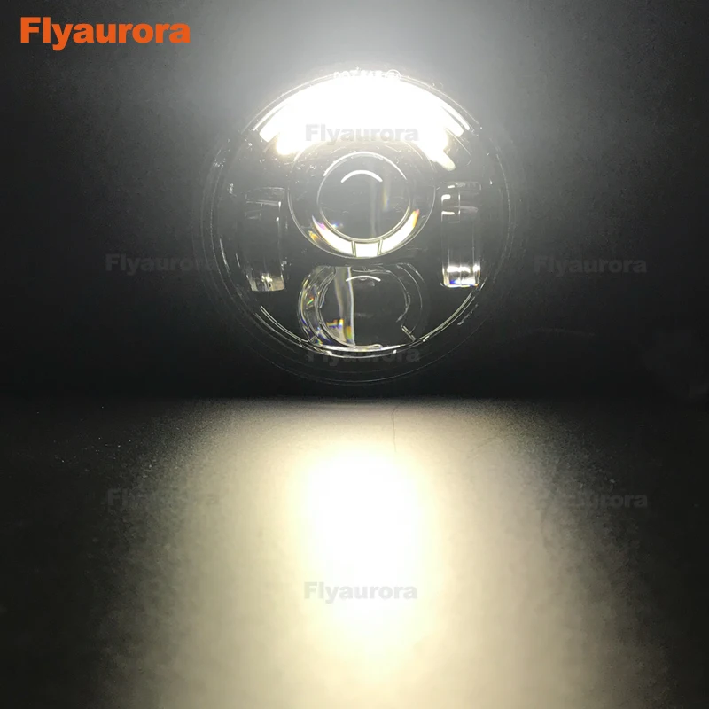 Черный 4,6" LED двойной светодиодные фары мотоцикла жир Боб фары с Белый DRL для мотоцикла жир Боб FXDF 2008- Flyaurora