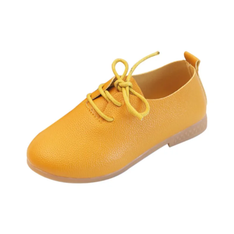 Новая кожаная обувь для мальчиков, детская кожаная Свадебная обувь из искусственной кожи для девочек, школьные повседневные модельные кроссовки для детей - Цвет: Цвет: желтый