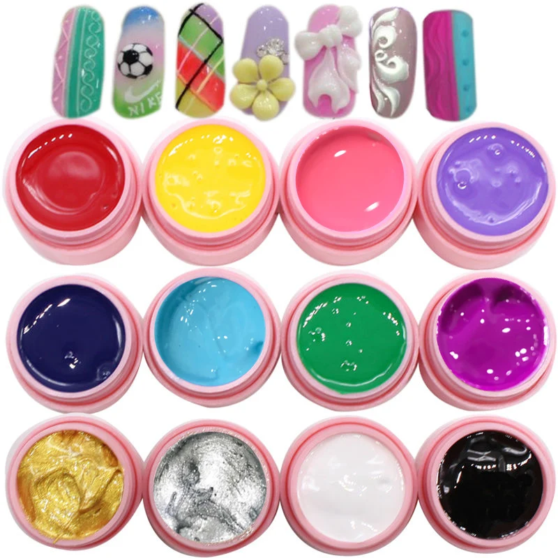 

1pcs Soak Off Micro Carved 3D Modelling Nail Gel Painting Sculpture Designs Acrylic Nails Decoration 8ml Professional Salon