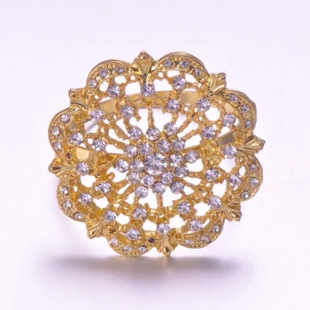 

(L0455-ring) 50mm diameter 50pcs/lot Fashion rhinestone napkin rings for wedding table decoration,gold plating