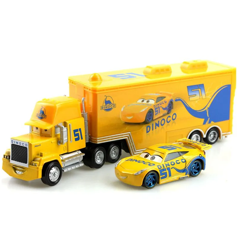 Машинки Дисней Pixar 3 Lightning Mcqueen 2 шт. No.51 Dinoco Cruz Ramirez Mack Turck & Small Car литая под давлением