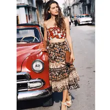 Falda Jastie Vintage con estampado Floral Boho Chic playa Midi Faldas Mujer ropa 2019 nueva falda de verano Casual Faldas femeninas Jupe