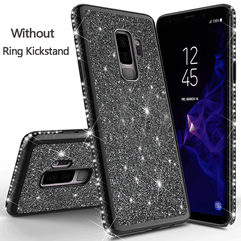 Блестящий чехол с бриллиантами для samsung Galaxy S10 S9 S8 Plus Note 9 8 S10e, Модный чехол с объемным украшением и магнитным кольцом, чехол для телефона, Fundas