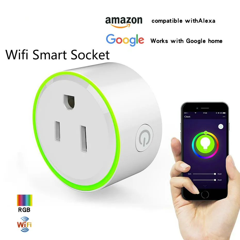 Умное зарядное устройство для мини-розетки, Wi-Fi, беспроводной пульт дистанционного управления, адаптер с таймером и выключением, совместим с Alexa Google Home