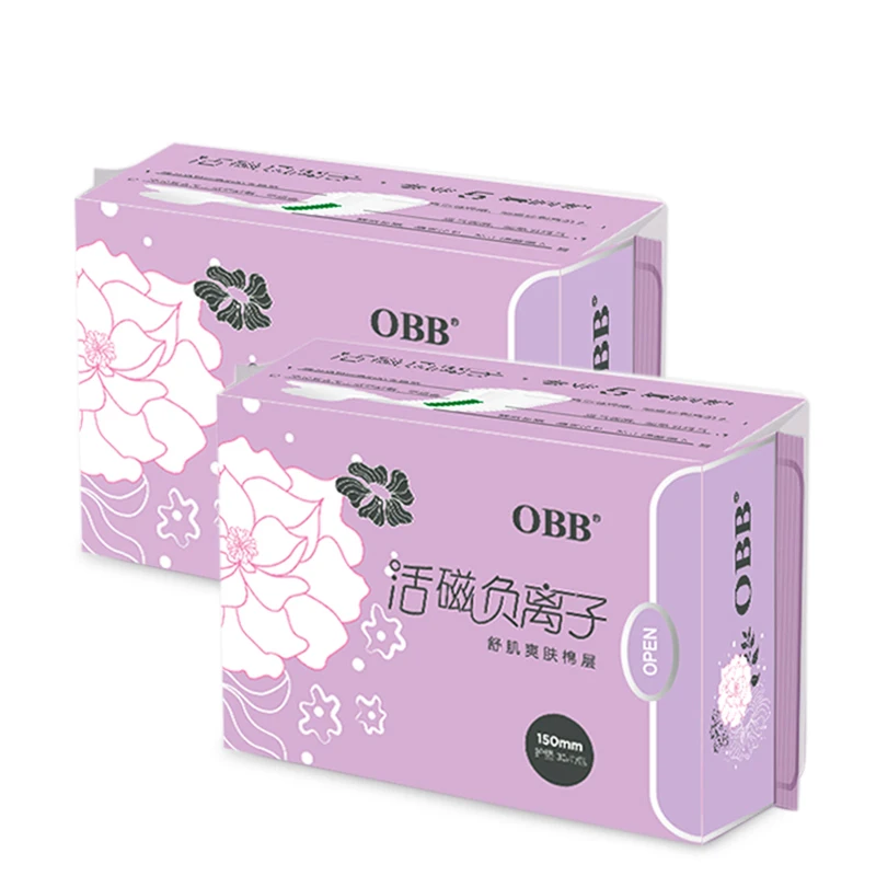 2 حزمة OBB أنيون المناديل الصحية وسادات ورقة Pantyliner مناشف صحية 60 قطع القطن المتاح مانعة للتسرب 150 ملليمتر الطول للنساء