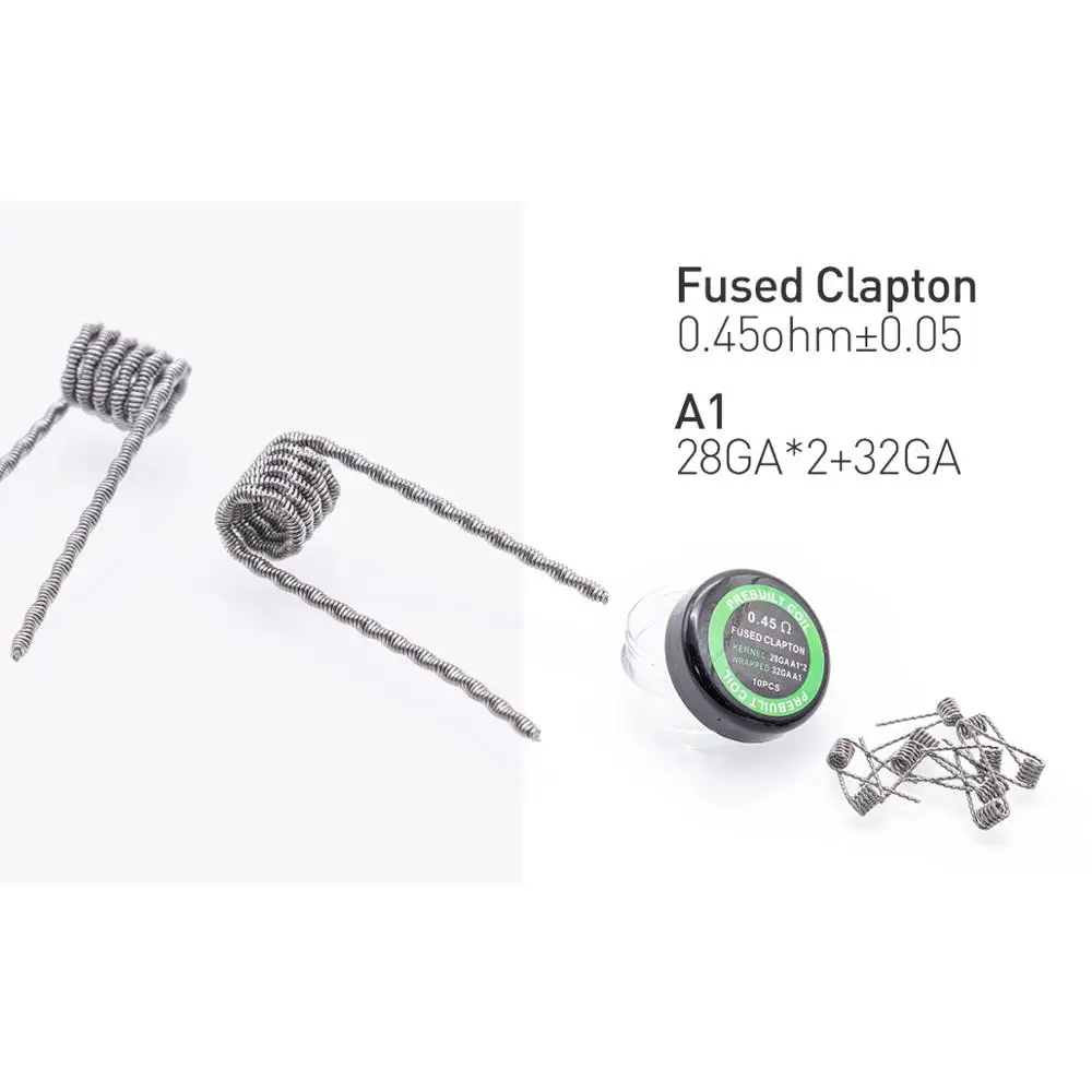 Volcanee 10 намоток Alien Clapton Flat Twisted Fused Clapton с сопротивлением Quad Тигр нагревательная проволока Vape сопротивление готовых предварительно оборудованная катушка катушки - Цвет: Fused clapton