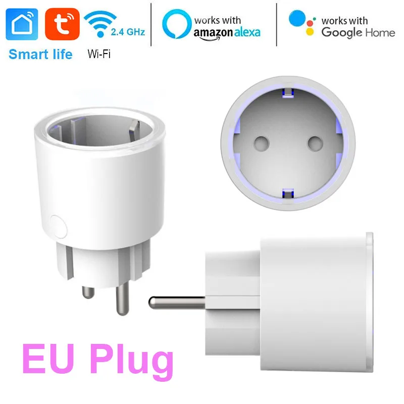 Для Smart Plug Wifi умная розетка Tuya Smart Life приложение пульт дистанционного управления Автоматизация ЕС США Великобритания вилка поддержка Alexa Google Home IFTTT - Комплект: EU PLUG