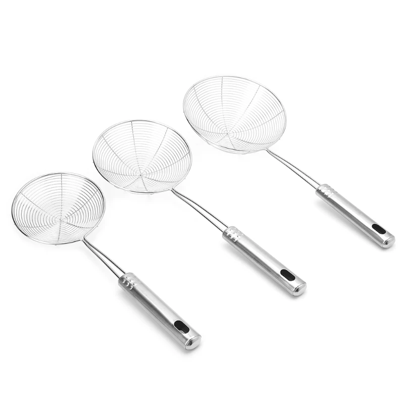 OOTDTY High Quality Solid Spider Strainer Skimmer Ladle With Handle