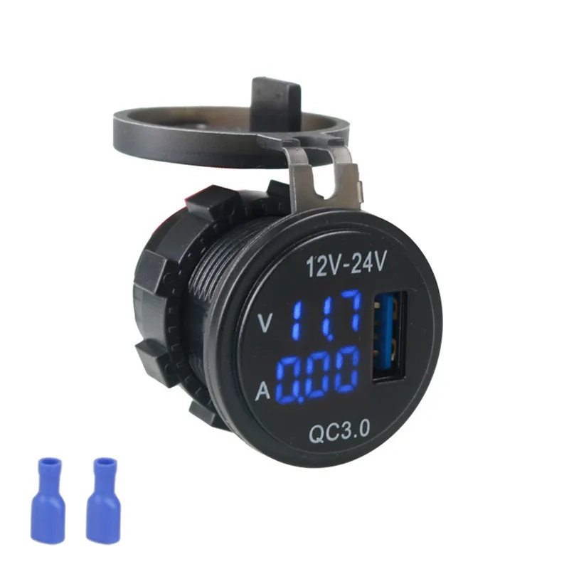 

12-24V Car Charge 3.0 USB Charger 5V 3A LED Voltage Display Voltmeter Car Charger For Car Boat Motorcycle Moto Power Adapter